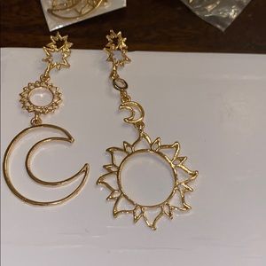 Star and Moon Earrings Dangling